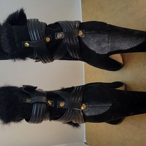 Louise Et Cie Shoes Louise Et Cie Lo-Ynez Black Ankle Boots With Real Rabbit Fur